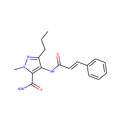 CCCc1nn(C)c(C(N)=O)c1NC(=O)/C=C/c1ccccc1 ZINC000299866014