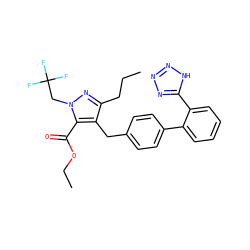 CCCc1nn(CC(F)(F)F)c(C(=O)OCC)c1Cc1ccc(-c2ccccc2-c2nnn[nH]2)cc1 ZINC000013833905