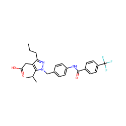 CCCc1nn(Cc2ccc(NC(=O)c3ccc(C(F)(F)F)cc3)cc2)c(C(C)C)c1CC(=O)O ZINC000168900848