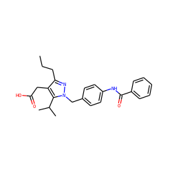 CCCc1nn(Cc2ccc(NC(=O)c3ccccc3)cc2)c(C(C)C)c1CC(=O)O ZINC000168900255