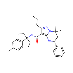 CCCc1nn2c(c1C(=O)NC(CC)(CC)c1ccc(C)cc1)N[C@@H](c1ccccc1)CC2(C)C ZINC000066123301