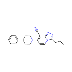 CCCc1nnc2c(C#N)c(N3CCC(c4ccccc4)CC3)ccn12 ZINC000095579626