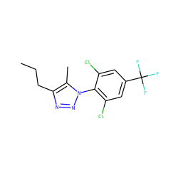 CCCc1nnn(-c2c(Cl)cc(C(F)(F)F)cc2Cl)c1C ZINC000028825611