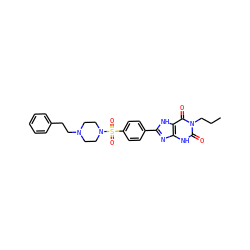 CCCn1c(=O)[nH]c2nc(-c3ccc(S(=O)(=O)N4CCN(CCc5ccccc5)CC4)cc3)[nH]c2c1=O ZINC000045497190