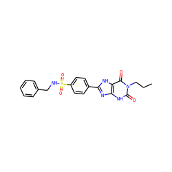 CCCn1c(=O)[nH]c2nc(-c3ccc(S(=O)(=O)NCc4ccccc4)cc3)[nH]c2c1=O ZINC000036273955