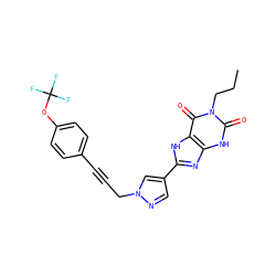 CCCn1c(=O)[nH]c2nc(-c3cnn(CC#Cc4ccc(OC(F)(F)F)cc4)c3)[nH]c2c1=O ZINC000088247906
