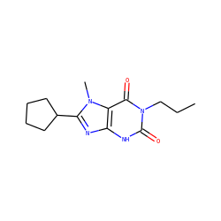 CCCn1c(=O)[nH]c2nc(C3CCCC3)n(C)c2c1=O ZINC000013778196