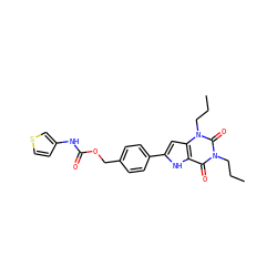 CCCn1c(=O)c2[nH]c(-c3ccc(COC(=O)Nc4ccsc4)cc3)cc2n(CCC)c1=O ZINC000040395248