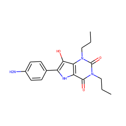 CCCn1c(=O)c2[nH]c(-c3ccc(N)cc3)c(O)c2n(CCC)c1=O ZINC000040380236