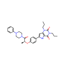 CCCn1c(=O)c2[nH]c(-c3ccc(O[C@@H](C)C(=O)N4CCN(c5ccccc5)CC4)cc3)cc2n(CCC)c1=O ZINC000029057833