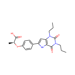 CCCn1c(=O)c2[nH]c(-c3ccc(O[C@@H](C)C(=O)O)cc3)cc2n(CCC)c1=O ZINC000013678964