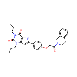 CCCn1c(=O)c2[nH]c(-c3ccc(OCC(=O)N4CCc5ccccc5C4)cc3)cc2n(CCC)c1=O ZINC000001491198