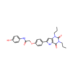 CCCn1c(=O)c2[nH]c(-c3ccc(OCC(=O)Nc4ccc(O)cc4)cc3)cc2n(CCC)c1=O ZINC000013678747