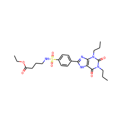 CCCn1c(=O)c2[nH]c(-c3ccc(S(=O)(=O)NCCCC(=O)OCC)cc3)nc2n(CCC)c1=O ZINC000026015767