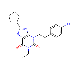 CCCn1c(=O)c2[nH]c(C3CCCC3)nc2n(CCc2ccc(N)cc2)c1=O ZINC000013832607