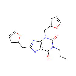 CCCn1c(=O)c2[nH]c(Cc3ccco3)nc2n(Cc2ccco2)c1=O ZINC000045339650