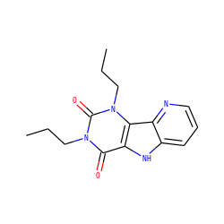 CCCn1c(=O)c2[nH]c3cccnc3c2n(CCC)c1=O ZINC000043019360