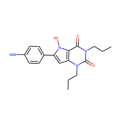 CCCn1c(=O)c2c(cc(-c3ccc(N)cc3)n2O)n(CCC)c1=O ZINC000040848313