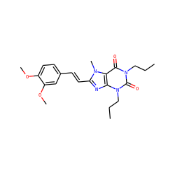 CCCn1c(=O)c2c(nc(/C=C/c3ccc(OC)c(OC)c3)n2C)n(CCC)c1=O ZINC000003777854