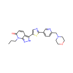 CCCn1c(=O)ccc2c(-c3cnc(-c4ccc(CN5CCOCC5)nc4)s3)[nH]nc21 ZINC000653821002