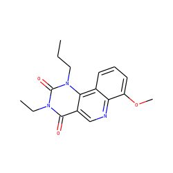 CCCn1c(=O)n(CC)c(=O)c2cnc3c(OC)cccc3c21 ZINC000117800264
