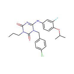 CCCn1c(=O)nc(Nc2ccc(OC(C)C)c(F)c2)n(Cc2ccc(Cl)cc2)c1=O ZINC000200513362