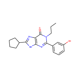 CCCn1c(-c2cccc(O)c2)nc2[nH]c(C3CCCC3)nc2c1=O ZINC001772648607