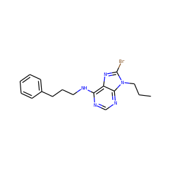 CCCn1c(Br)nc2c(NCCCc3ccccc3)ncnc21 ZINC000653812620
