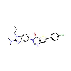 CCCn1c(N(C)C)nc2cc(-n3cnc4cc(-c5ccc(Cl)cc5)sc4c3=O)ccc21 ZINC000040764371