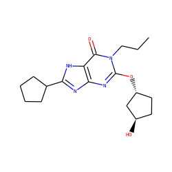 CCCn1c(O[C@@H]2CC[C@@H](O)C2)nc2nc(C3CCCC3)[nH]c2c1=O ZINC000117405582