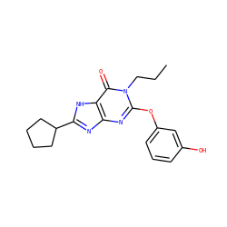 CCCn1c(Oc2cccc(O)c2)nc2nc(C3CCCC3)[nH]c2c1=O ZINC000198743889