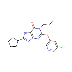 CCCn1c(Oc2cncc(Cl)c2)nc2nc(C3CCCC3)[nH]c2c1=O ZINC000198734512