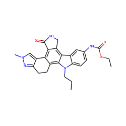 CCCn1c2ccc(NC(=O)OCC)cc2c2c3c(c4c(c21)CCc1nn(C)cc1-4)C(=O)NC3 ZINC000036338907