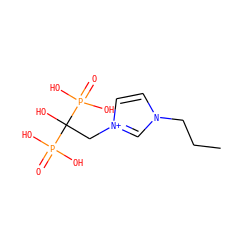 CCCn1cc[n+](CC(O)(P(=O)(O)O)P(=O)(O)O)c1 ZINC000095589504