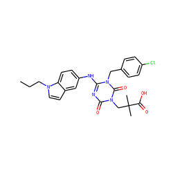 CCCn1ccc2cc(Nc3nc(=O)n(CC(C)(C)C(=O)O)c(=O)n3Cc3ccc(Cl)cc3)ccc21 ZINC000200509241