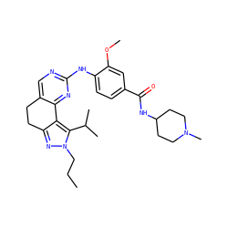CCCn1nc2c(c1C(C)C)-c1nc(Nc3ccc(C(=O)NC4CCN(C)CC4)cc3OC)ncc1CC2 ZINC000169702469