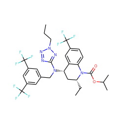 CCCn1nnc(N(Cc2cc(C(F)(F)F)cc(C(F)(F)F)c2)[C@H]2C[C@@H](CC)N(C(=O)OC(C)C)c3ccc(C(F)(F)F)cc32)n1 ZINC000084670289
