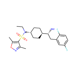 CCN([C@H]1CC[C@H]([C@H](N)Cc2cc(F)ccc2F)CC1)S(=O)(=O)c1c(C)noc1C ZINC000261187889