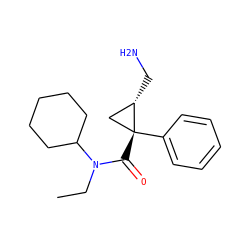 CCN(C(=O)[C@@]1(c2ccccc2)C[C@@H]1CN)C1CCCCC1 ZINC000029127553