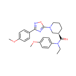 CCN(C(=O)[C@@H]1CCCN(c2nc(-c3ccc(OC)cc3)no2)C1)c1ccc(OC)cc1 ZINC000009431676