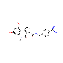 CCN(C(=O)C1=CCC[C@@H]1C(=O)NCc1ccc(C(=N)N)cc1)c1cc(OC)cc(OC)c1 ZINC000013493917
