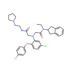 CCN(C(=O)CN(CC(=O)NCCN1CCCC1)c1cc(Cl)ccc1Oc1ccc(Cl)cc1)C1Cc2ccccc2C1 ZINC000473091481