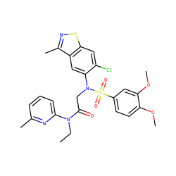 CCN(C(=O)CN(c1cc2c(C)nsc2cc1Cl)S(=O)(=O)c1ccc(OC)c(OC)c1)c1cccc(C)n1 ZINC000042919931