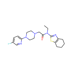 CCN(C(=O)CN1CCN(c2ccc(F)cn2)CC1)c1nc2c(s1)CCCC2 ZINC000096258499