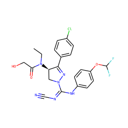 CCN(C(=O)CO)[C@@H]1CN(C(=NC#N)Nc2ccc(OC(F)F)cc2)N=C1c1ccc(Cl)cc1 ZINC000653880703