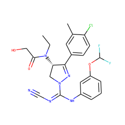 CCN(C(=O)CO)[C@H]1CN(C(=NC#N)Nc2cccc(OC(F)F)c2)N=C1c1ccc(Cl)c(C)c1 ZINC000653869527