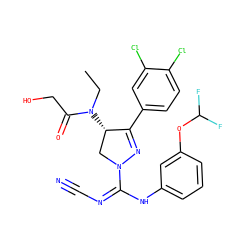 CCN(C(=O)CO)[C@H]1CN(C(=NC#N)Nc2cccc(OC(F)F)c2)N=C1c1ccc(Cl)c(Cl)c1 ZINC000504786915