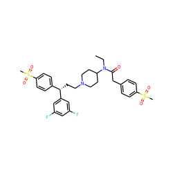 CCN(C(=O)Cc1ccc(S(C)(=O)=O)cc1)C1CCN(CC[C@@H](c2ccc(S(C)(=O)=O)cc2)c2cc(F)cc(F)c2)CC1 ZINC000038157768