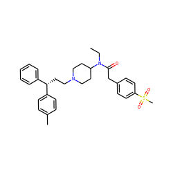 CCN(C(=O)Cc1ccc(S(C)(=O)=O)cc1)C1CCN(CC[C@@H](c2ccccc2)c2ccc(C)cc2)CC1 ZINC000028528374