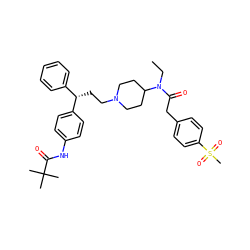 CCN(C(=O)Cc1ccc(S(C)(=O)=O)cc1)C1CCN(CC[C@@H](c2ccccc2)c2ccc(NC(=O)C(C)(C)C)cc2)CC1 ZINC000028529028